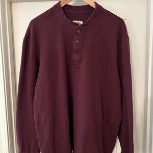 Eddie Bauer Sport Shop tshirt mens XXL maroon henley waffle knit long sleeve